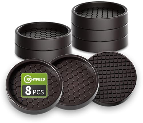 RCHYFEED Piedini antiscivolo gomma, 8 Pezzi Feltrini per Sedie, Proteggi Gambe per Mobili, Feltrini antiscivolo per mobili - per il Fissaggio in Posizione dei Mobili (marrone-Rotondo 5cm)
