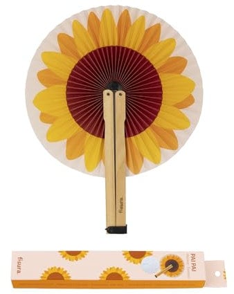 FISURA – Faltfächer miT. Faltfächer aus Papier. Bunter Pai Pai Fächer. Hochzeitsfächer für Gäste. Geschenk für Partys oder Zeremonien. (Sonnenblume, 1 Stück)