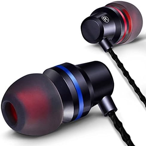 Wired Earphones In-Ear Headphones with Microphone, Noise Isolating Earbuds 3.5mm Jack Wired Headset for Android Phones, Tablets, Laptops, Computers, MP3 MP4 Players (Black)