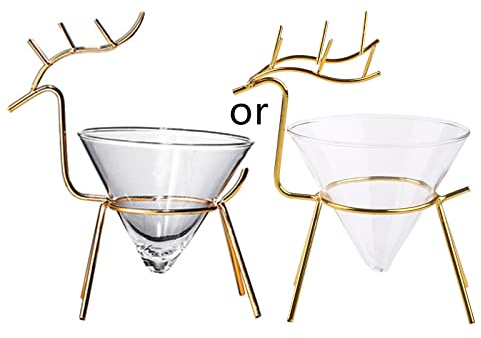 PURPLELILY Eisen-Elch-Halter für kreatives Martini-Cocktailglas ohne Stiel, Heimdekoration, Kaviar-Server-Schüssel, Desktop-Orna-Cocktailgläser, Dekor