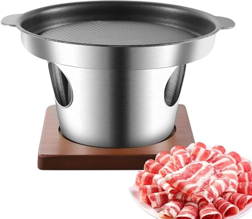 Camping-Grillofen – Grill-Campingkocher for den Außenbereich, antihaftbeschichteter koreanischer Barbecue-Grill for den Innenbereich, Alkohol-Grillofen-Set for Picknick-BBQ-Party im Innen- und Außenbe