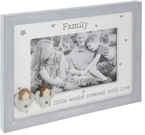 Shudehill Giftware Pebble Angel 6x4 Grey Photo Frame - Mum, Nan, Daughter, Auntie, Friends, Sister, Family - Sentimental Boxed Gift (Family)