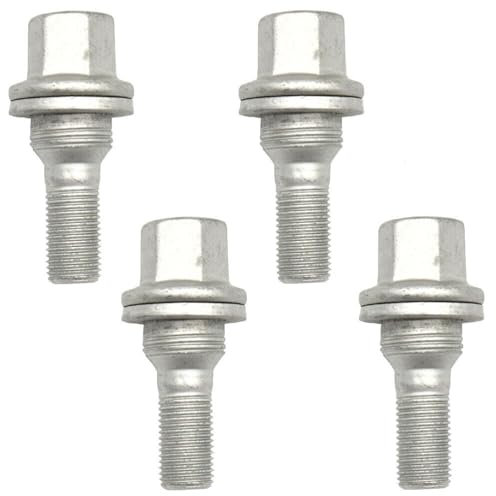 Bohaner 4 PCS 17mm Wheel Nuts M12 x 1.25 Carbon Steel Locking Wheel Nuts Grey Wheel Bolts Set of 4 Replacement Security Bolts Nuts For Citroen C3 C4 C5 Berlingo Peugeot 207 307 508 1007