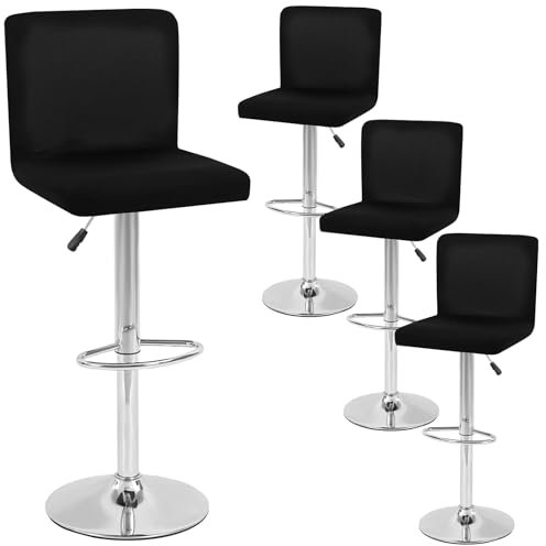 Teruntrue Stuhlhussen 4er Set, Stretch-Barhocker-Bezüge, Barstuhl-Bezüge mit Rückenlehne, abnehmbare, waschbare Stuhlhussen für Kneipentheken, Möbel, Esszimmerstuhl-Hocker-Schutzbezug (schwarz)