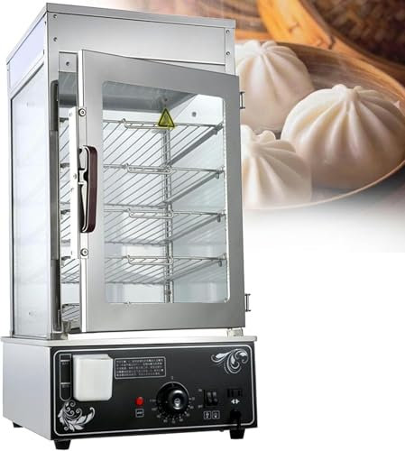GFXYQPDNV Commercial Bun Steamer Machine,Bun Food Steamer,Hot Dog Warmer,5 Layers Stainless Steel Bun Warmer,Temp 30-110℃ (220V)