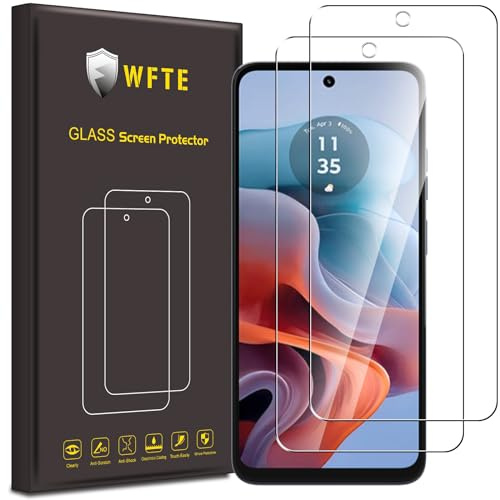 WFTE [Lot de 2 Verre Trempé pour Motorola Moto G34/G45, 0,26mm Film de Protection D'écran avec Haute Transparence à 99%, Anti-trace Protecteur avec Dureté 9H Glass