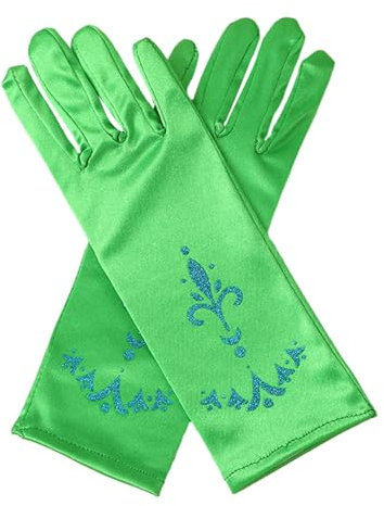 Maxtonser Mädchen Eisprinzessin Lange Handschuhe Pailletten Druck Schneekönigin Verkleiden Handschuhe Solide Performances Party Handschuhe Grün