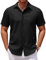 COOFANDY Mens Short Sleeve Summer Business Dress Shirts Lightweight Regular Fit Casual Formal Office Work Shirt Basic Classic Top Black XXL