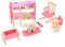JOINPAYA Puppenhaus-Schlafzimmermöbel-Set Aus Holz: Miniatur-Etagenbett Stühle Wiege Schaukelpferd Für Spielhaus Puppenhaus