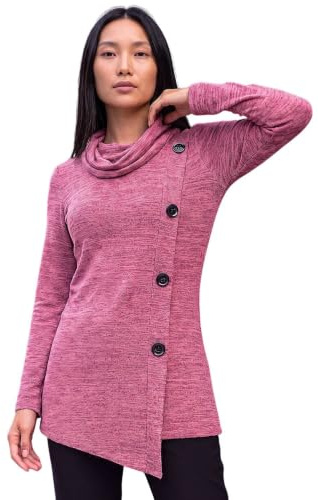 Roman Originals Cowl Neck Buttoned Top for Women UK - Ladies Everyday Autumn Winter Comfy Soft Evening Vacation Work Party Night Out
