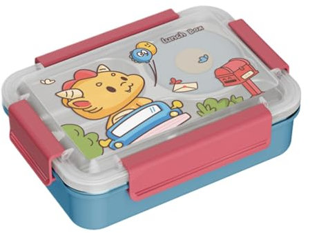 Generisch Lunchbox,Lunchbehälter,Aufbewahrungsbehälter für Lunchboxen aus Edelstahl - Cartoon-Fächer für Kinder, Lunchbox, Lebensmittelbehälter für Kinder, Freunde und Erwachsene