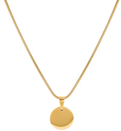 JJDreams Gravur Kette mit Runden Plättchen Anhänger Edelstahl Halskette Damen Herren Schmuck Necklace,Gold