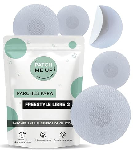 Patch Me Up 15 Uds Parches Sensor Freestyle Libre 2 - Adhesivos para Diabetes Hipoalergénicos Impermeables y Transpirables - Fijación 14 Días para Deporte Ducha - Protector Medidor de Glucosa Blanco