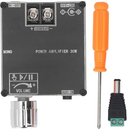 Sound Amplifier Module,30W Mono Audio Power Amplifier Module with Box Matching Function,AUX BT USB Input,DC 9 to 24V Mini Power Amplifier Board for DIY Cordless Speakers Board