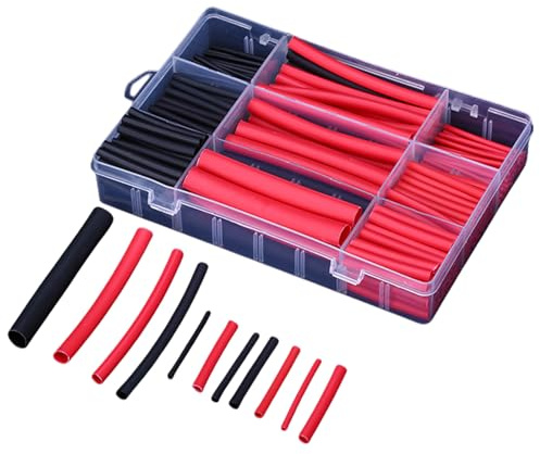 Clearhill Kit de 300 Pièces de Gaines Thermorétractables – Haute Flexibilité 3:1, Facile à Utiliser, Protection des Soudures, Étanche, Rouge & Noir, Isolation et Enveloppement de Fils et Câbles