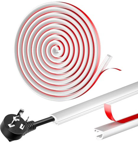 JIZZU Kabelkanal Weiß Selbstklebend, 14 x 10mm Kabelkanal Flexibel, Halbrunde PVC Kabelabdeckung für 1 Kabel, Kabelmanagement für Wand, TV, Decke, Boden, Fußleisten (2 Meter)