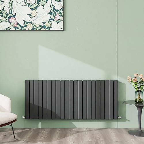 Simple Bathroom 600×1428mm Anthracite Horizontal Designer Radiator Double Panel Modern Central Heating Flat Panel Radiators