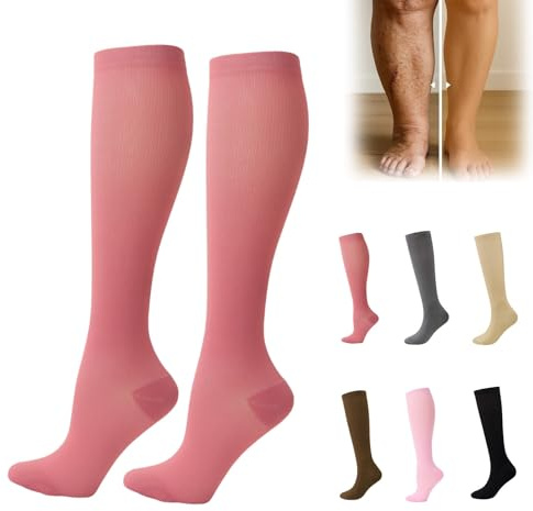 HOPASRISEE Mevery KompressionsstrüMpfe, Unisex StüTzstrüMpfe, Mevery KompressionsstrüMpfe Damen Gegen Krampfadern, Geeignet für Sport, Laufen, Reisen, Fitness und FußBall(Dunkelrot,L/XL-3 Paar)