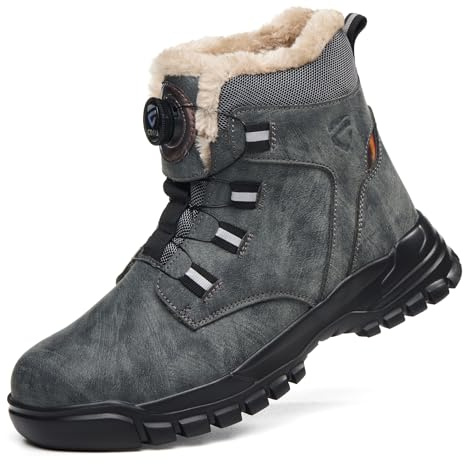 KOIFISH Scarpe Antinfortunistiche Uomo Donna Invernali Alte Scarpe da Lavoro con Punta in Acciaio Comode Leggere Scarponi Antinfortunistiche
