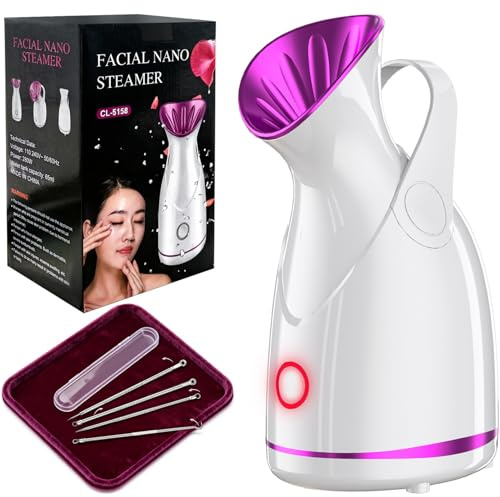 BRICH Gesichtsdampfer Gesicht Dampfgerät Nano Ionic Gesichtssauna mit Warmem Nebel für professionelle Heim-SPA Pflege, Gesichts-Befeuchter und Zerstäuber, inklusive 5 Edelstahl Skin Kit