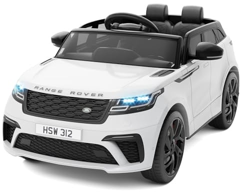 ZoomBuggy 12V Kinder Elektroauto Land Rover Lizenziertes Mit 2,4 GHz, Fernbedienung, 2 Motoren, Sanftstart, Musik, USB, LED-Scheinwerfer & Hupe, Elektrofahrzeug Für Kinder Ab 3 Jahren (Weiß)