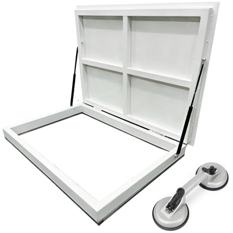 Trampilla de suelo sótano Cubierta Piso Puerta de entrada discreta al sótano trampilla de piso sin costuras, puerta de sótano oculta de alta resistencia(White,LXW 48X26IN/1220X660MM)