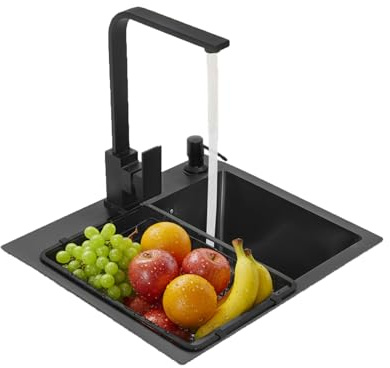 40 * 45cm Edelstahl Küchenspüle Einbauspüle, Komplettset Spülbecken mit Armatur Ablaufgarnitur, für Küchen Unterschrank