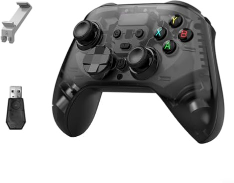 snowchecking Controller di gioco wireless, con joystick effetto Hall per switch, PC, per PS4 e telefono, gamepad ergonomico, con supporto per telefono (nero)