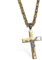 Cupimatch Herren Vintage Edelstahl Jesus Kreuz Anhänger Halskette mit Gravur Englische Bibel Gebet gold silber, Königskette 65cm