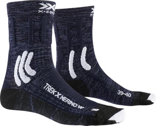 X-Bionic 4.0 TREK X Merino Womens Socks - Hochwertige Socken aus Merinowolle für mehr Komfort und Ausdauer auf anspruchsvollen Trekkingtouren - Blau/Weiß, 41-42
