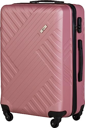 Xonic Design Reisekoffer - Hartschalen-Koffer mit 360° Leichtlauf-Rollen - hochwertiger Trolley mit Zahlenschloss in M-L-XL oder Set (Rosegold, L)