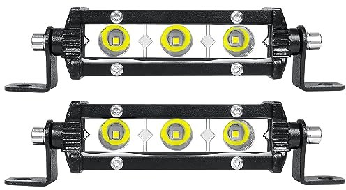 AUXTINGS 2 Stück 4 Zoll 10,2 cm 15W Ultra Slim Einreihige LED-Lichtstangenfleck-Flut-Strahl mit Montagehalterung (4 Zoll 15W)