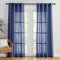 PONY DANCE Linen Look Bedroom Voile Curtains 84 Drop - Dark Blue Net Curtains for Windows Privacy Protected Semi Transparent Sheer Eyelet Top Woven Voile Window Treatment, Set of 2, 52 x 84 Inches