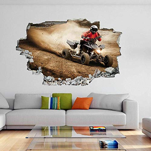 Wandtattoo - Quad Fahrrad Off Road Sport Wandaufkleber Wandtattoo Kinderzimmer Home Decor 3D Aufkleber für die Wand - Wanddekoration - 80x125cm