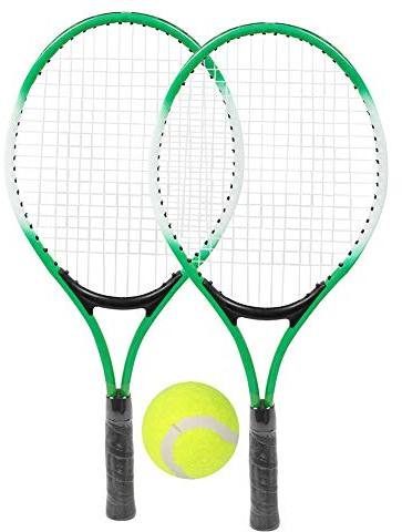 Marvellous Tennisschläger, Eisenlegierung Tennisschläger Set Keine Elastizität KinderTennisschläger Tennisschläger Twin Set mit Tragetasche,für Kinder(Grün)