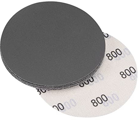 sourcing map 5 Inch Sanding Disc 800 Grit Hook and Loop Wet Dry Usable Silicon Carbide C-Weight Backing Sandpaper for Orbital Sander 10Pcs