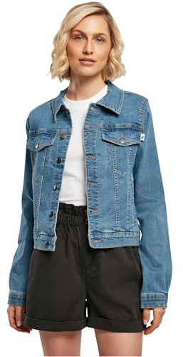 Urban Classics Damen Jeansjacke Ladies Organic Denim Jacket, Farbe clearblue washed, Größe S
