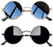 Joopin Runde Sonnenbrille Herren Polarisiert Zwei Paar Retro Sonnenbrille Rund Hippie Vintage 2 Pack (Voll Schwarz und Gold Schwarz)