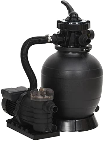 vidaXL Filtre à Sable de Piscine avec Préfiltre Pompe de Filtration Système de Circulation Filtration d'eau Accessoire de Piscine Extérieur Noir