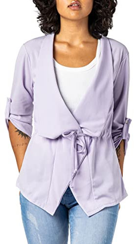 Sublevel Damen Blazer zum Binden Lässig Light-Purple XL