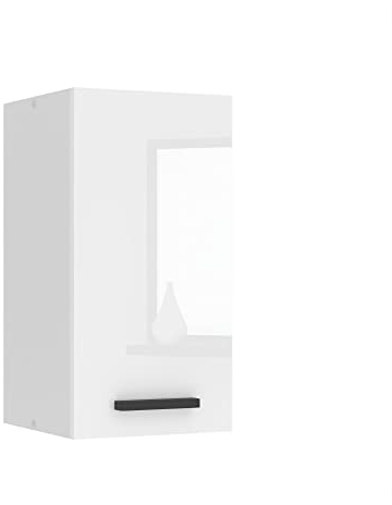 Belini Hängeschrank Küche, Küchenschränke SG. Breite 30 cm. Oberschrank mit 1 Tür, Küchenhängeschränke, Wandschrank Hängend, Weiß Hochglanz