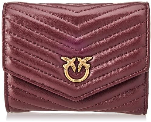 Pinko Compact Wallet M Sheep Nappa C, Accessori da Viaggio-Portafogli Donna, RYNQ_Rosso/Viola/Rosa-Antique Gold, U