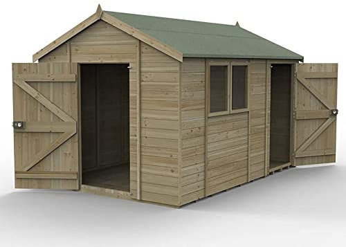 Forest Garden Timberdale 12x8 Apex Shed Combo 2 Single Door 2 Window
