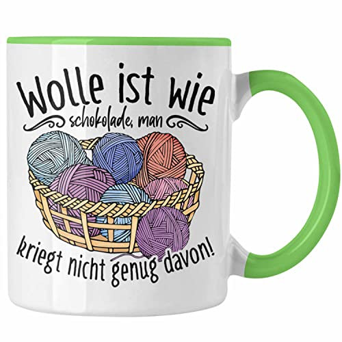 Trendation - Stricken Tasse Geschenk Häkeln Geschenkidee Mama Oma Rentner (Grün)