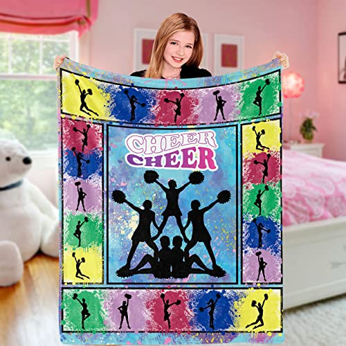 Cheerleader Geschenke für Mädchen, weicher, gemütlicher Cheerleader-Decke, Überwurf, Cheerleading-Fleece-Flanelldecke, Pyramiden, Tänzer, Geschenke für Tanzliebhaber, Teenager, 10101x127 cm