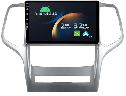 YUNTX Android 14 Autoradio für Jeep Grand Cherokee WK2 (2008-2013)-[Integriertes CarPlay/Android Auto/GPS]-9”IPS 2.5D Touchscreen-Kostenlose Kamera-DAB/Lenkradsteuerung/MirrorLink/Bluetooth 5.0/WiFi