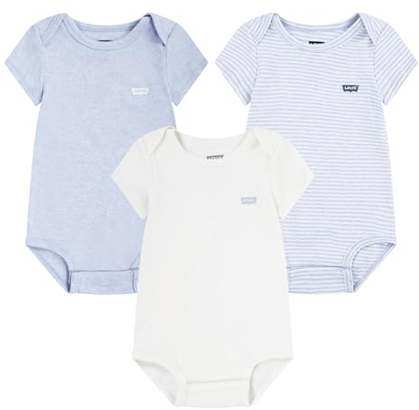 Levi's Unisex Baby LVN 3PK BODYSUIT SET 6EK340 Abgestimmte Outfits, EGRET, 6M