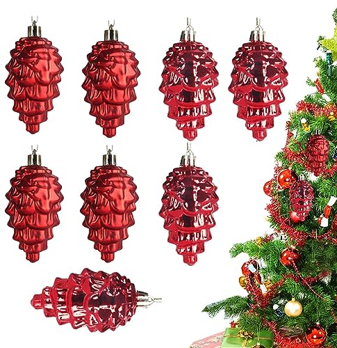 Geruwam Weihnachtliche Tannenzapfen-Dekoration - -Tannenzapfen zum Basteln - 8 Stück Weihnachts-Tannenzapfen-Ornamente, natürliche Zapfen, Dekorationen, Bauernhaus, rustikales Kunsthandwerk