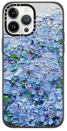 CASETiFY Compact iPhone 13 Pro Max Case [2X Military Grade Drop Tested / 4ft Drop Protection] - Nantucket Blue Hydrangeas - Clear Black