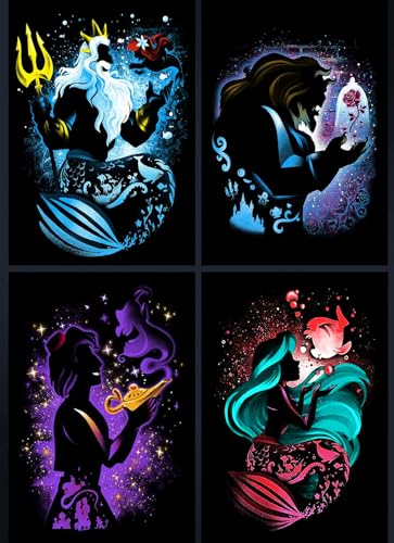 KEYRANKE Diamond Painting Disney 4 Stück Diamond Painting Kit Erwachsene-Prinzessin Diamant Bider Diamond Bilder Set Malen nach Zahlen Wohnzimmer Bilder Für Dekorationen 30x40cm